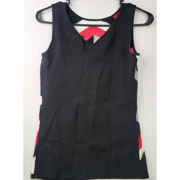 Rondina New York Sleeveless Geometric Wool Silk Blend Tank Top S Black Red White - Picture 2 of 6